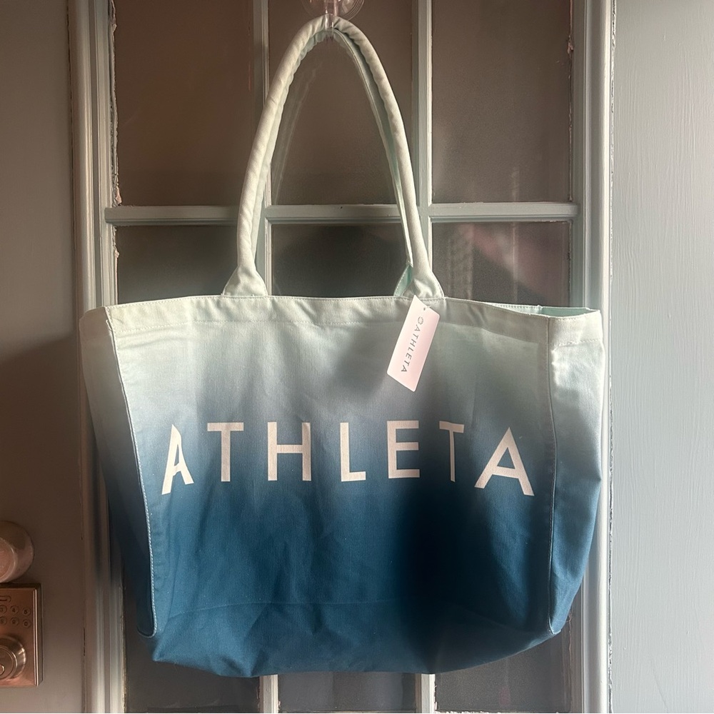 NWT Athleta Ombre Canvas Shoulder Tote Bag Large Everyday Beach Travel Summer